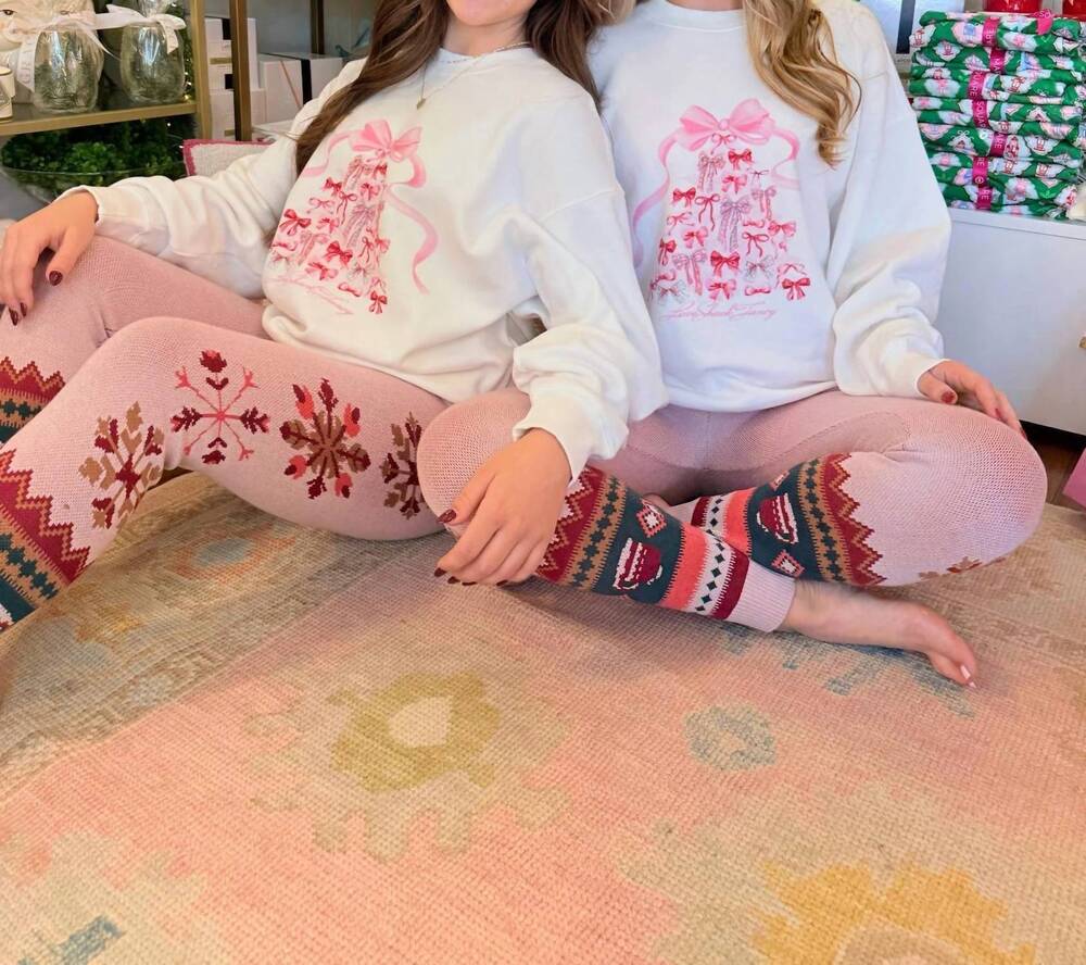NEW LOVESHACKFANCY women's havenleigh christmas bow fleece pullover in white